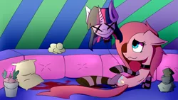 Size: 3309x1861 | Tagged: artist:lixthefork, balloon, blood, clothes, dead, decapitated, derpibooru import, implied murder, madame le flour, mr. turnip, pinkamena diane pie, pinkie pie, rocky, semi-grimdark, severed head, sir lintsalot, socks, twilight sparkle, x eyes