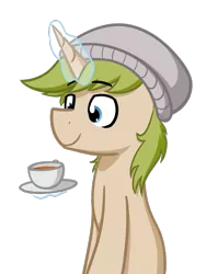 Size: 700x930 | Tagged: safe, artist:alexi148, derpibooru import, oc, oc:rev, unofficial characters only, unicorn, cup, food, levitation, magic, male, saucer, solo, stallion, tea, teacup, telekinesis