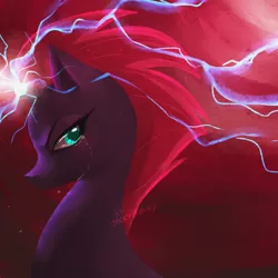 Size: 900x900 | Tagged: safe, artist:jacky-bunny, derpibooru import, tempest shadow, pony, unicorn, my little pony: the movie, broken horn, crying, female, mare, solo