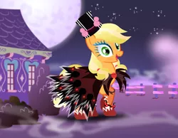 Size: 1020x793 | Tagged: safe, artist:user15432, derpibooru import, applejack, demon, demon pony, earth pony, pony, clothes, costume, dress up, dress up game, dressup, female, halloween, halloween costume, hasbro, hasbro studios, hat, holiday, maid, mare, my little pony, shoes, stockings, thigh highs
