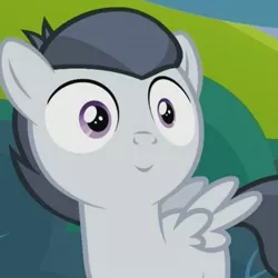 Size: 477x477 | Tagged: safe, derpibooru import, edit, edited screencap, screencap, rumble, pegasus, pony, marks and recreation, colt, inverted mouth, male, reaction image, smiling, solo