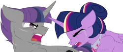 Size: 1280x549 | Tagged: safe, artist:ipandacakes, derpibooru import, twilight sparkle, twilight sparkle (alicorn), oc, oc:crescendo, alicorn, pony, angry, crying, offspring, parent:shadow lock, parent:twilight sparkle, parents:twilock, simple background, transparent background