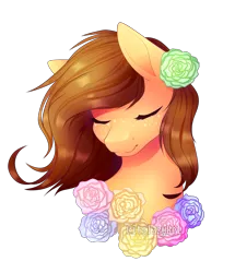 Size: 2308x2680 | Tagged: safe, artist:itsizzybel, derpibooru import, oc, oc:izzy, unofficial characters only, earth pony, pony, bust, eyes closed, female, flower, high res, mare, portrait, simple background, solo, transparent background