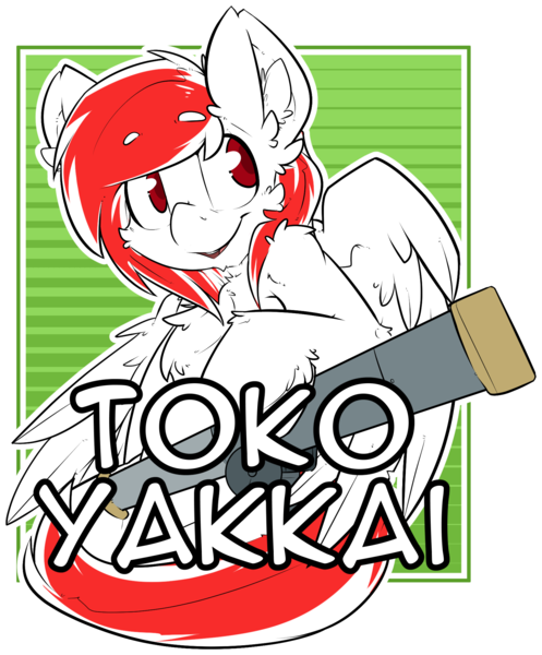 Size: 1682x2030 | Tagged: safe, artist:bbsartboutique, derpibooru import, oc, oc:toko yakkai, unofficial characters only, pegasus, pony, badge, con badge, telescope, tokobetes