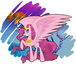 Size: 1280x1097 | Tagged: safe, artist:angiepeggy2114, derpibooru import, pinkie pie, alicorn, pony, spoiler:comic, spoiler:comic57, alicornified, deviantart watermark, obtrusive watermark, pinkiecorn, princess of chaos, race swap, solo, watermark, xk-class end-of-the-world scenario