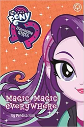 Size: 329x499 | Tagged: safe, derpibooru import, official, starlight glimmer, equestria girls, mirror magic, spoiler:eqg specials, beanie, book cover, hat, magic magic everywhere, smiling, solo