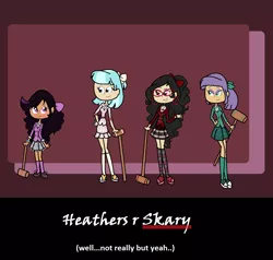 Size: 1124x1068 | Tagged: artist:obeliskgirljohanny, clothes, coco pommel, cosplay, costume, crossover, derpibooru import, heathers, heathers the musical, human, humanized, maud pie, oc, oc:seraphim cyanne, oc:strawberry rose, safe