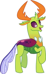 Size: 4005x6335 | Tagged: absurd resolution, artist:hendro107, changedling, changeling, changeling king, derpibooru import, happy, king thorax, open mouth, raised hoof, safe, simple background, smiling, solo, .svg available, thorax, transparent background, triple threat, vector