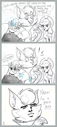Size: 1360x3040 | Tagged: safe, artist:artmarina-and-sketches, derpibooru import, applejack, capper dapperpaws, rarity, abyssinian, anthro, cat, pony, my little pony: the movie, anthro with ponies, button, clothes, coat, comic, glowing horn, grin, magic, meme, redemption, scheming, sewing, smiling, stars, surprised, telekinesis, thought bubble, yaranaika