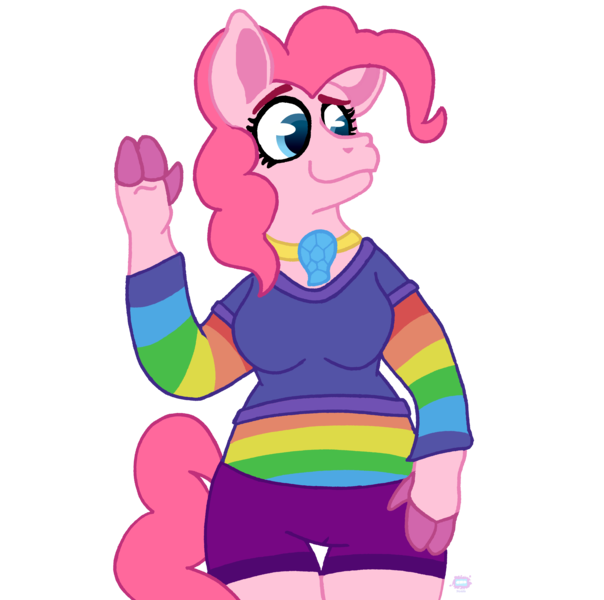 Size: 4000x3971 | Tagged: anthro, artist:moddiearts, clothes, derpibooru import, high res, pinkie pie, quasihands, safe, shorts, simple background, solo, transparent background