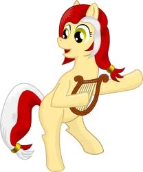 Size: 1254x1506 | Tagged: safe, artist:malte279, derpibooru import, oc, oc:colonia, unofficial characters only, earth pony, pony, blank flank, dancing, free to use, lyre, simple background, transparent background, vector