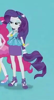 Size: 206x381 | Tagged: safe, derpibooru import, screencap, pinkie pie, rarity, equestria girls, equestria girls series, clothes, cropped, female, high heels, offscreen character, ponied up, pony ears, shoes, skirt