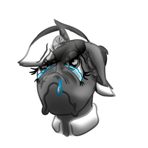 Size: 512x512 | Tagged: safe, artist:hilfigirl, derpibooru import, oc, oc:aescula, unofficial characters only, unicorn, bust, cartoon, color change, crying, doctor, head, head mirror, sad, simple background, solo, transparent background