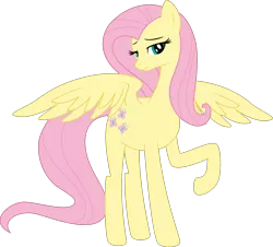 Size: 2256x2036 | Tagged: safe, derpibooru import, fluttershy, pegasus, pony, .svg available, alternate body style, bedroom eyes, cutie mark, female, looking at you, mare, raised hoof, simple background, solo, spread wings, svg, transparent background, vector, wings