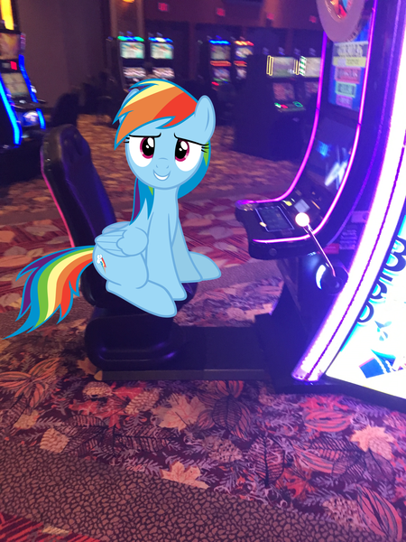 Size: 1512x2016 | Tagged: casino, derpibooru import, four winds resort, irl, michigan, new buffalo, photo, ponies in real life, rainbow dash, safe, slots