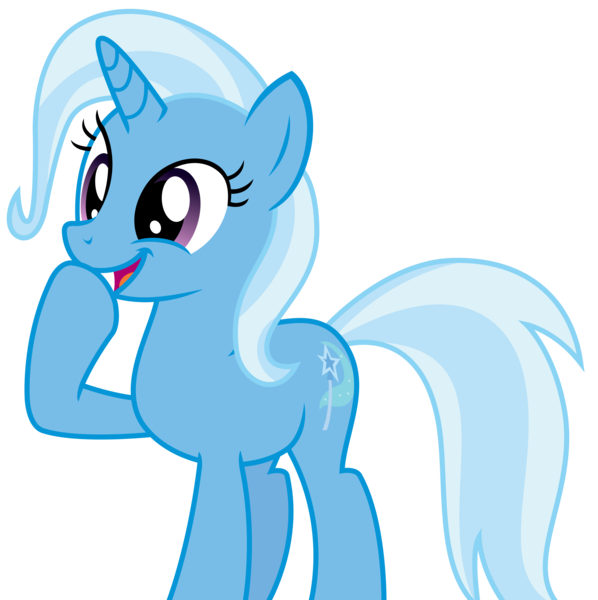 Size: 3131x3144 | Tagged: artist:sketchmcreations, derpibooru import, happy, open mouth, raised hoof, safe, simple background, smiling, solo, transparent background, trixie, uncommon bond, vector