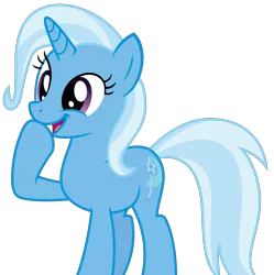 Size: 3131x3144 | Tagged: artist:sketchmcreations, derpibooru import, happy, open mouth, raised hoof, safe, simple background, smiling, solo, transparent background, trixie, uncommon bond, vector