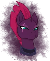 Size: 600x730 | Tagged: safe, artist:kuuhukka, derpibooru import, tempest shadow, pony, unicorn, my little pony: the movie, armor, broken horn, bust, eye scar, portrait, scar, simple background, solo, transparent background