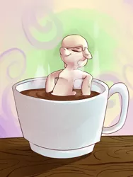 Size: 600x800 | Tagged: safe, artist:passigcamel, derpibooru import, oc, oc:marmell, unofficial characters only, earth pony, pony, chocolate, cup, female, food, hot chocolate, mare, relaxing, solo