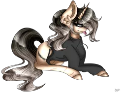 Size: 6272x4749 | Tagged: safe, artist:cat-chai, derpibooru import, oc, oc:michelle, unofficial characters only, pony, unicorn, absurd resolution, clothes, female, mare, prone, simple background, solo, tongue out, transparent background