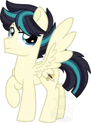 Size: 517x700 | Tagged: safe, alternate version, artist:tambelon, derpibooru import, oc, oc:showtune, unofficial characters only, pegasus, pony, my little pony: the movie, magical lesbian spawn, male, offspring, parent:coloratura, parent:songbird serenade, parents:colorenade, simple background, solo, stallion, transparent background, watermark