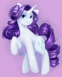 Size: 2000x2500 | Tagged: safe, artist:thefluffyvixen, derpibooru import, rarity, pony, unicorn, cute, cutie mark, eyeshadow, female, looking at you, makeup, mare, raised hoof, raribetes, signature, smiling, solo