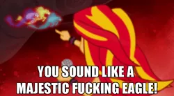 Size: 640x357 | Tagged: safe, derpibooru import, edit, edited screencap, screencap, adagio dazzle, aria blaze, sonata dusk, sunset shimmer, equestria girls, rainbow rocks, attack on titan abridged, female, image macro, meme, shardis, teamfourstar, vulgar