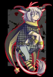Size: 924x1345 | Tagged: amnesia, artist:1an1, clothes, derpibooru import, oc, oc:orion, safe, smiling, socks, solo, striped socks, unknown species, unofficial characters only