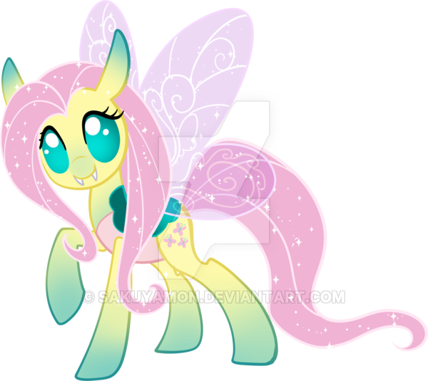 Size: 600x535 | Tagged: artist:sakuyamon, changedling, changedlingified, changeling, changelingified, cute, derpibooru import, deviantart watermark, flutterling, fluttershy, obtrusive watermark, safe, solo, species swap, watermark