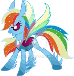 Size: 600x609 | Tagged: artist:sakuyamon, changedling, changedlingified, changeling, changelingified, derpibooru import, rainbow dash, safe, solo, species swap, watermark