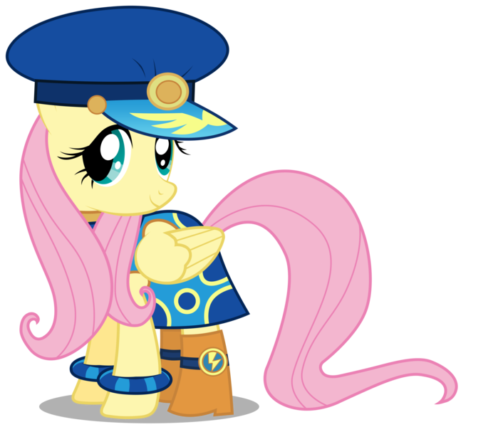 Size: 3528x3000 | Tagged: safe, artist:brony-works, derpibooru import, admiral fairy flight, fluttershy, pegasus, pony, testing testing 1-2-3, ancient wonderbolts uniform, boots, female, hat, high res, mare, shoes, simple background, solo, transparent background, vector