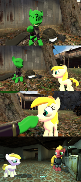 Size: 1920x4320 | Tagged: safe, artist:soad24k, derpibooru import, oc, oc:chipper leaf, oc:green, oc:macalin, unofficial characters only, earth pony, pony, 3d, comic, cyoa, cyoa:filly adventure, female, filly, fourth wall, gmod