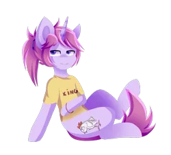 Size: 1449x1310 | Tagged: safe, artist:despotshy, derpibooru import, oc, oc:kissel, unofficial characters only, pony, unicorn, clothes, female, lineless, mare, shirt, simple background, solo, transparent background