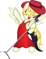 Size: 1774x2278 | Tagged: safe, artist:davidsfire, derpibooru import, songbird serenade, pegasus, pony, my little pony: the movie, clothes, donkey kong series, dress, female, image, jump up super star, mare, pauline, png, sia (singer), simple background, singing, smiling, solo, super mario bros., super mario odyssey, transparent background