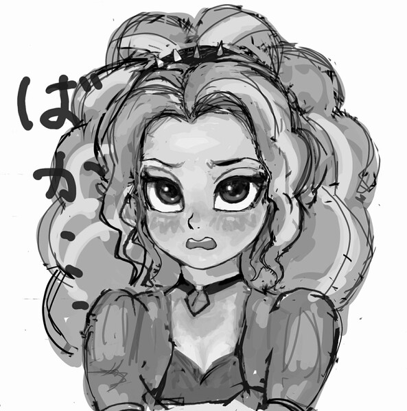 Size: 1973x1996 | Tagged: safe, artist:xkaix2501, derpibooru import, adagio dazzle, equestria girls, blushing, bust, female, grayscale, monochrome, open mouth, simple background, solo, white background