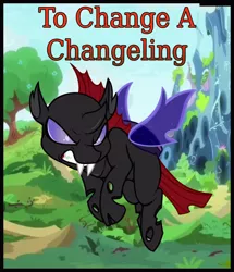 Size: 660x768 | Tagged: angry, artist:esmeia, changeling, changeling hive, curved horn, derpibooru import, fangs, male, pharynx, safe, solo, title card, to change a changeling