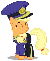 Size: 2480x3000 | Tagged: safe, artist:brony-works, derpibooru import, applejack, colonel purple dart, earth pony, pony, testing testing 1-2-3, ancient wonderbolts uniform, eyes closed, female, hat, high res, mare, simple background, smiling, solo, transparent background, vector