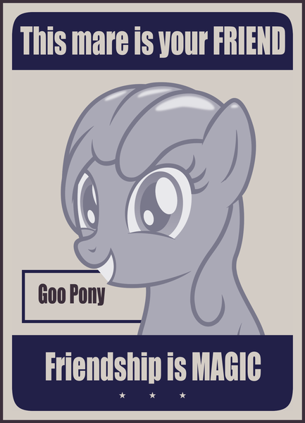 Size: 1518x2103 | Tagged: safe, artist:badumsquish, derpibooru import, oc, oc:tremble, unofficial characters only, goo pony, monster pony, original species, female, friendship, grin, looking at you, monochrome, poster, propaganda, smiling, solo, squee, this man is your friend he fights for freedom, world war ii