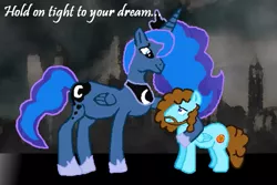 Size: 587x392 | Tagged: safe, artist:grapefruitface1, derpibooru import, princess luna, oc, ponified:jeff lynne, alicorn, pegasus, pony, anatomically incorrect, comforting, complex background, dream, dream walker luna, electric light orchestra, elo, equestria light orchestra, female, hold on tight, implied shipping, incorrect leg anatomy, jeff lynne, male, mare, music, musician, parody, science fiction, song reference, stallion, steampunk, time travel