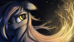 Size: 3840x2160 | Tagged: safe, artist:aurelleah, derpibooru import, oc, oc:totalspark, unofficial characters only, pony, bust, electricity, embers, female, frown, lightning, looking away, mare, not derpy, painting, simple background, solo, sparks, traditional art, wallpaper
