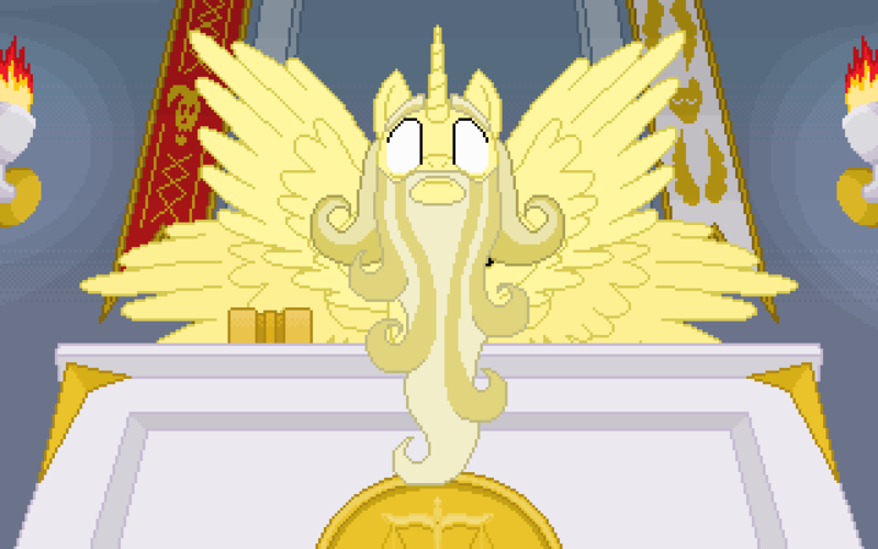 Size: 960x600 | Tagged: alicorn, arch-alicorn, artist:herooftime1000, beard, courtroom, derpibooru import, facial hair, judge, multiple wings, oc, octavia in the underworld's cello, oc:the judge, pixel art, safe, seraph, seraphicorn, unofficial characters only