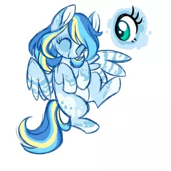 Size: 1024x1024 | Tagged: safe, artist:azure-art-wave, derpibooru import, oc, oc:baby blue splash, unofficial characters only, pegasus, pony, female, fusion, mare, pinto, simple background, solo, white background