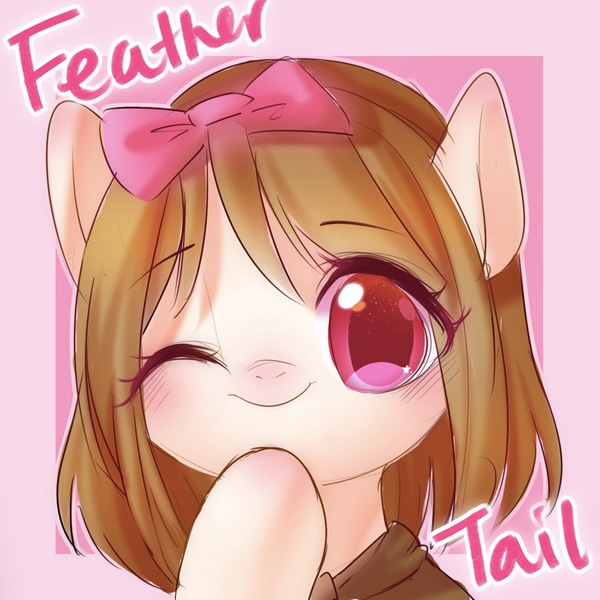 Size: 1500x1500 | Tagged: safe, artist:leafywind, derpibooru import, oc, oc:feather tail, unofficial characters only, pony, abstract background, bust, female, mare, one eye closed, portrait, solo, wink