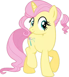 Size: 6166x6811 | Tagged: safe, artist:deyrasd, artist:flipwix, derpibooru import, fluttershy, oc, oc:flutterheart, pony, unicorn, absurd resolution, alternate cutie mark, alternate hairstyle, alternate universe, female, hilarious in hindsight, mare, race swap, simple background, solo, the flutterby effect, transparent background, unicorn fluttershy