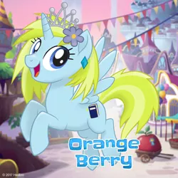 Size: 1080x1080 | Tagged: alicorn, alicorn oc, crown, derpibooru import, ear piercing, earring, flower, flower in hair, jewelry, mlp movie pony maker, my little pony: the movie, oc, oc:orange berry, piercing, regalia, safe, solo, tiara, unofficial characters only