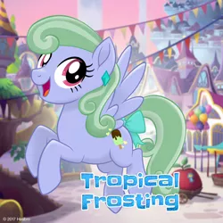 Size: 1080x1080 | Tagged: safe, derpibooru import, oc, oc:tropical frosting, unofficial characters only, pegasus, pony, my little pony: the movie, bow, ear piercing, earring, food, ice cream, jewelry, mlp movie pony maker, piercing, popsicle, tail bow