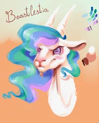 Size: 2000x2500 | Tagged: artist:leolevahn, bust, derpibooru import, female, goat, goatified, goatlestia, majestic as fuck, princess celestia, safe, solo, species swap