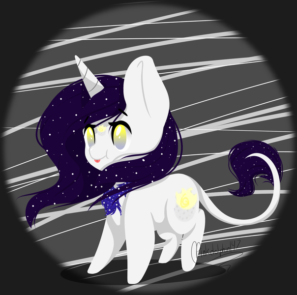 Size: 1352x1344 | Tagged: safe, artist:pinkdolphin147, derpibooru import, oc, oc:moon pie, unofficial characters only, pony, unicorn, chibi, female, mare, solo