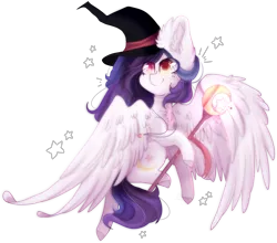 Size: 2712x2390 | Tagged: safe, artist:mirirosecalstars, derpibooru import, oc, oc:shylu, unofficial characters only, pegasus, pony, female, hat, high res, mare, simple background, solo, staff, transparent background, witch hat