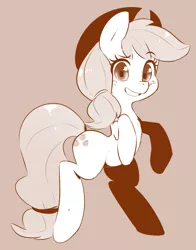 Size: 1449x1845 | Tagged: safe, artist:hearlesssoul, derpibooru import, applejack, earth pony, pony, bipedal, cowboy hat, female, freckles, grin, hat, looking at you, mare, monochrome, raised hoof, rearing, simple background, smiling, solo
